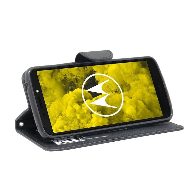 Motorola Moto G6 Play Handyhülle Tasche Flip Case Smartphone Schutzhülle Schwarz