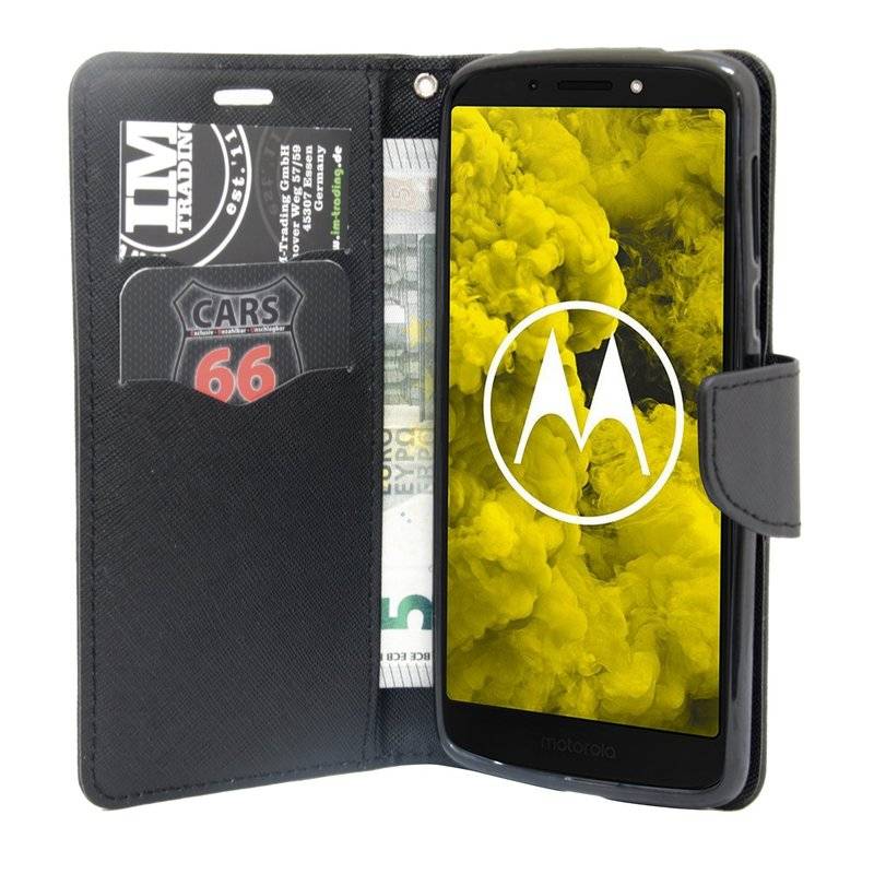 Motorola Moto G6 Play Handyhülle Tasche Flip Case Smartphone Schutzhülle Schwarz