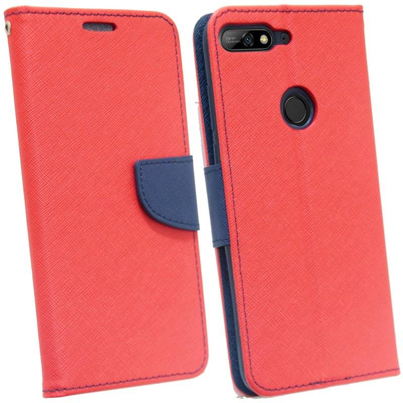 Huawei Y7 2018 Handyhülle Tasche Flip Case Smartphone Schutzhülle Rot