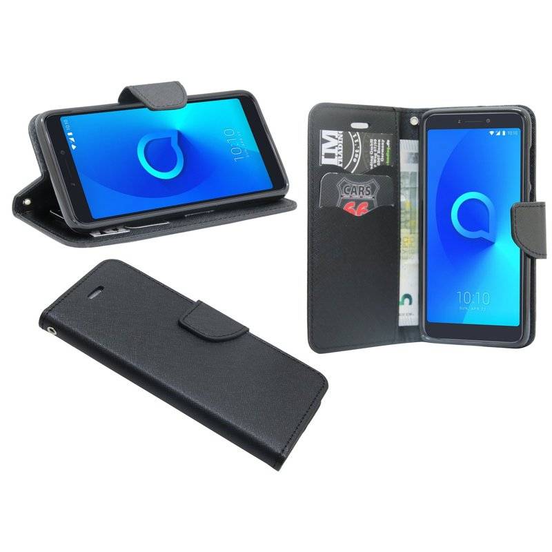 Alcatel 3X Handyhülle Tasche Flip Case Smartphone Schutzhülle Schwarz