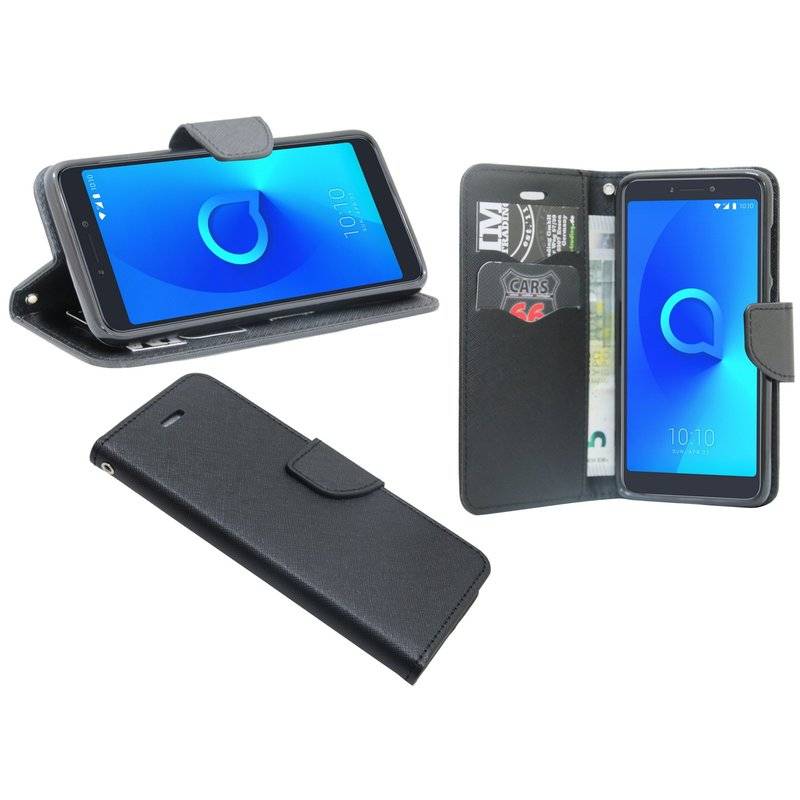 Alcatel 3V Handyhülle Tasche Flip Case Smartphone Schutzhülle Schwarz
