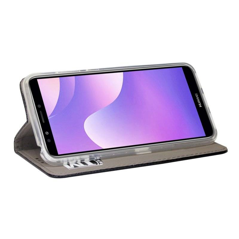 Huawei Y7 2018 Tasche Flip Case Handy Schutzhülle Schwarz