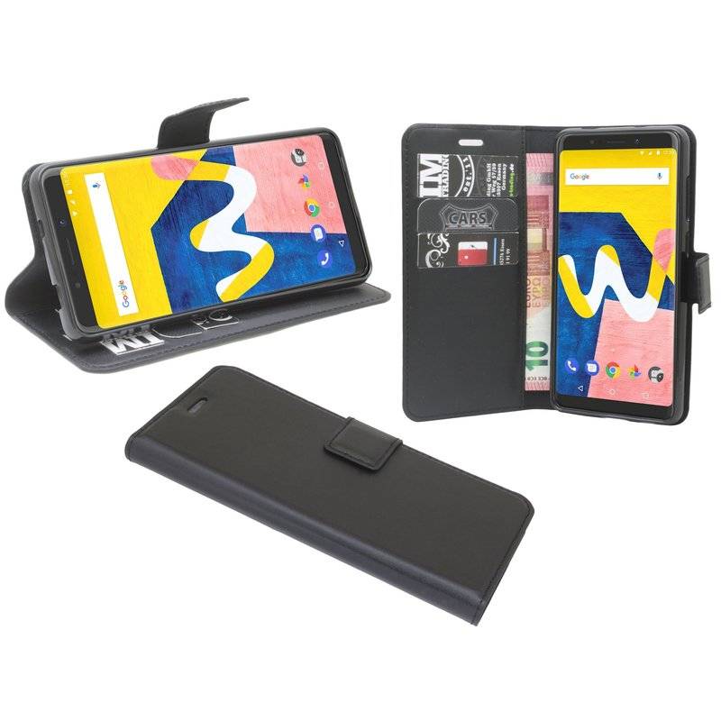 Wiko View Lite Handyhülle Tasche Flip Case Smartphone Schutzhülle Schwarz