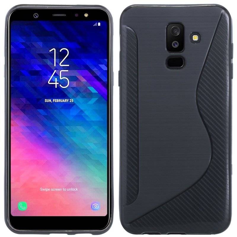 Samsung Galaxy A6 Plus Handy Silikon Schutzhülle Cover Case Schwarz Schwarz