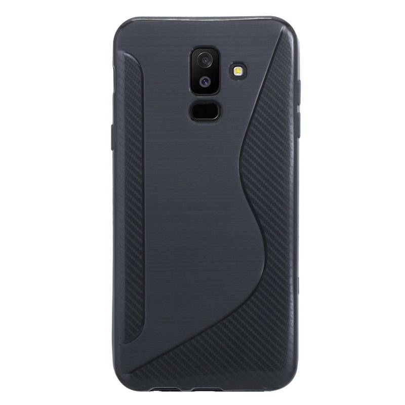 Samsung Galaxy A6 Plus Handy Silikon Schutzhülle Cover Case Schwarz Schwarz