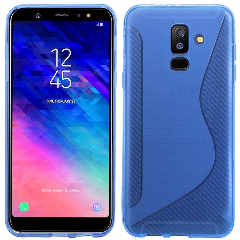 Samsung Galaxy A6 Plus Handy Silikon Schutzhülle Cover Case Schwarz Blau