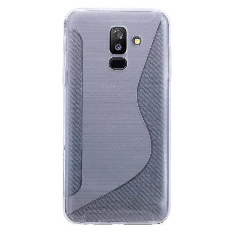 Samsung Galaxy A6 Plus Handy Silikon Schutzhülle Cover Case Schwarz Transparent