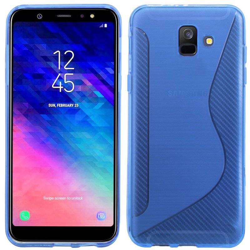 Samsung Galaxy A6 Handy Silikon Schutzhülle Cover Case Blau