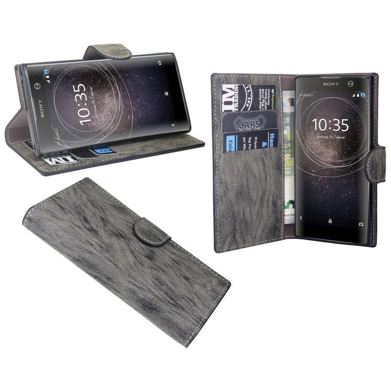 Sony Xperia XA2 Ultra Handyhülle Tasche Flip Case Smartphone Schutzhülle Anthrazit