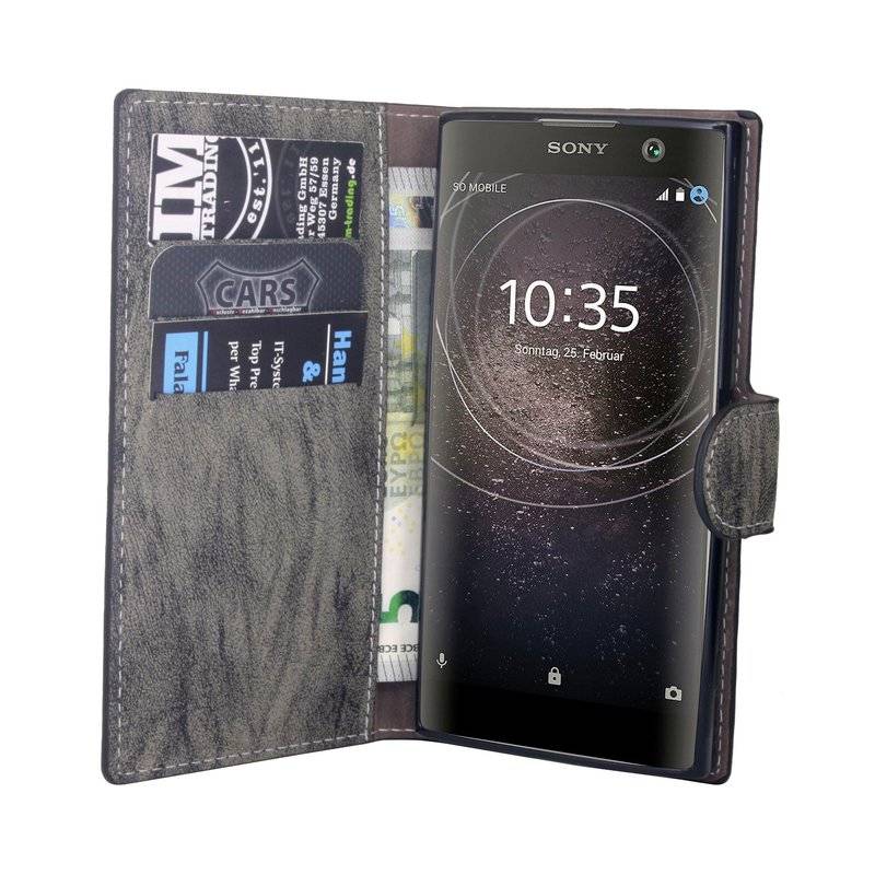 Sony Xperia XA2 Ultra Handyhülle Tasche Flip Case Smartphone Schutzhülle Anthrazit