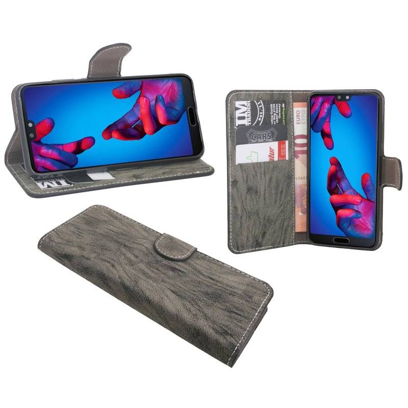 Huawei P20 Pro Handyhülle Tasche Flip Case Smartphone Schutzhülle Anthrazit