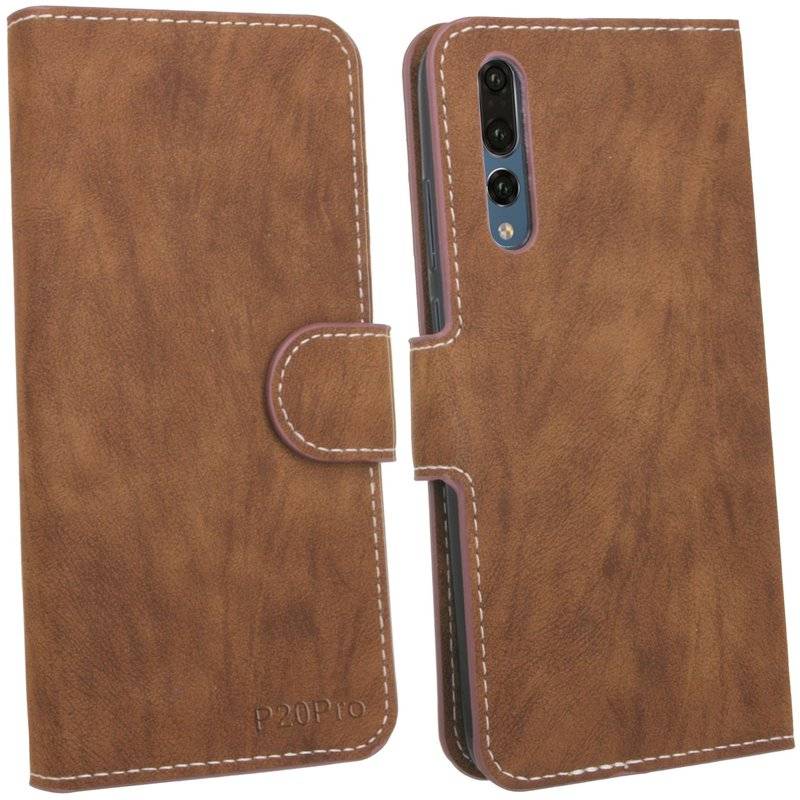 Huawei P20 Pro Handyhülle Tasche Flip Case Smartphone Schutzhülle Braun