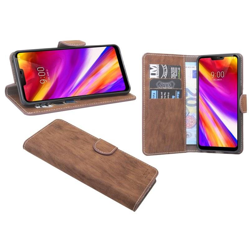 LG G7 ThinQ Handyhülle Tasche Flip Case Smartphone Schutzhülle Braun