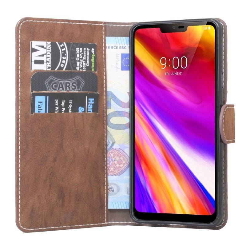 LG G7 ThinQ Handyhülle Tasche Flip Case Smartphone Schutzhülle Braun