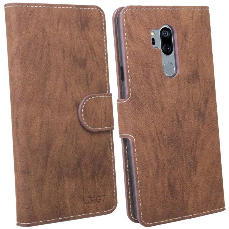LG G7 ThinQ Handyhülle Tasche Flip Case Smartphone Schutzhülle Braun