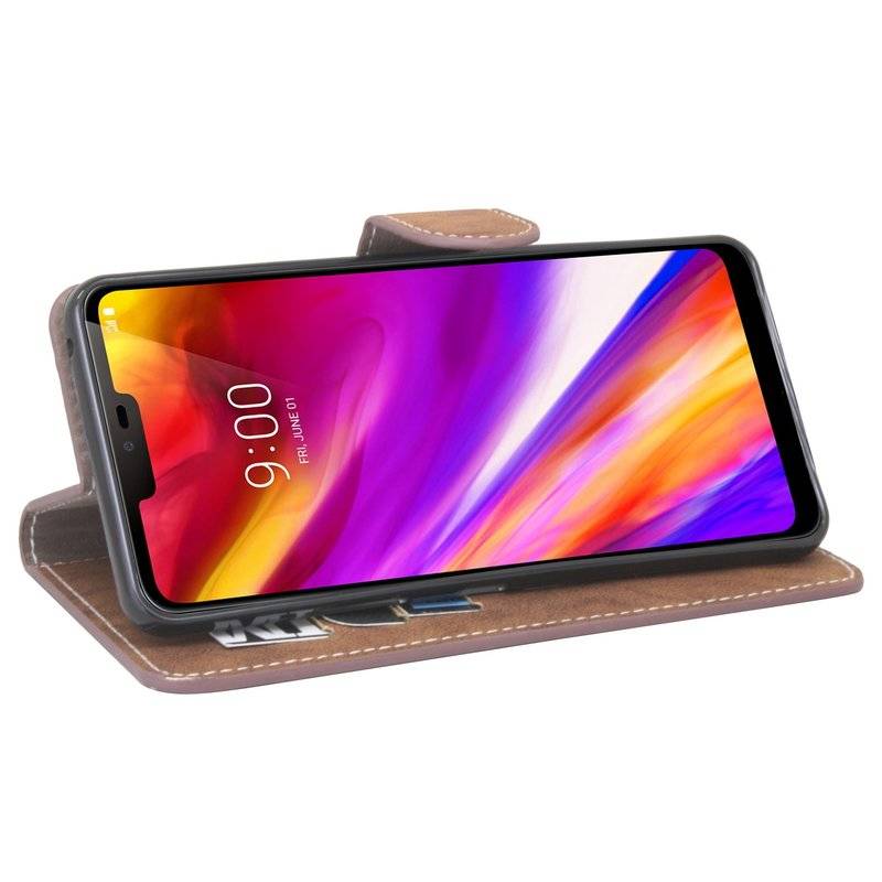 LG G7 ThinQ Handyhülle Tasche Flip Case Smartphone Schutzhülle Braun