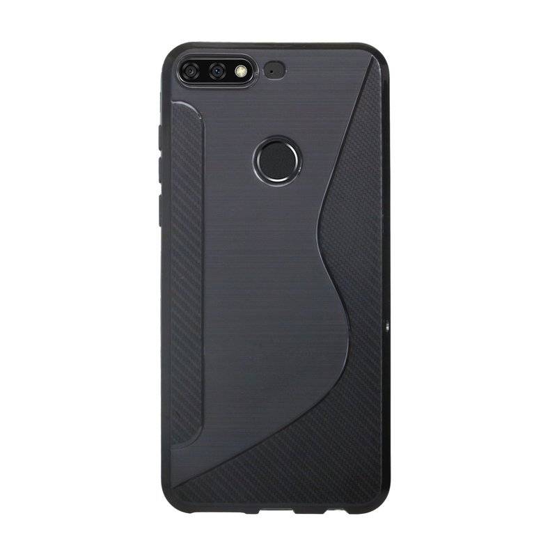 Honor 7C Pro Handy Silikon Schutzhülle Cover Case Schwarz Schwarz