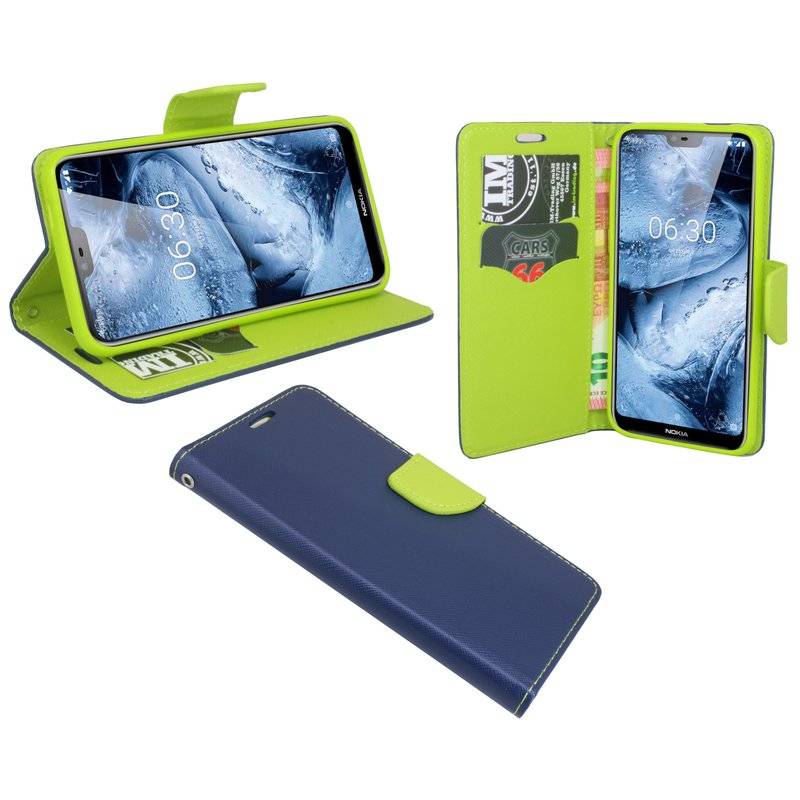 NOKIA 6.1 Plus (2018) Handyhülle Tasche Flip Case Smartphone Schutzhülle Blau
