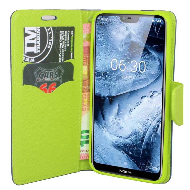NOKIA 6.1 Plus (2018) Handyhülle Tasche Flip Case Smartphone Schutzhülle Blau