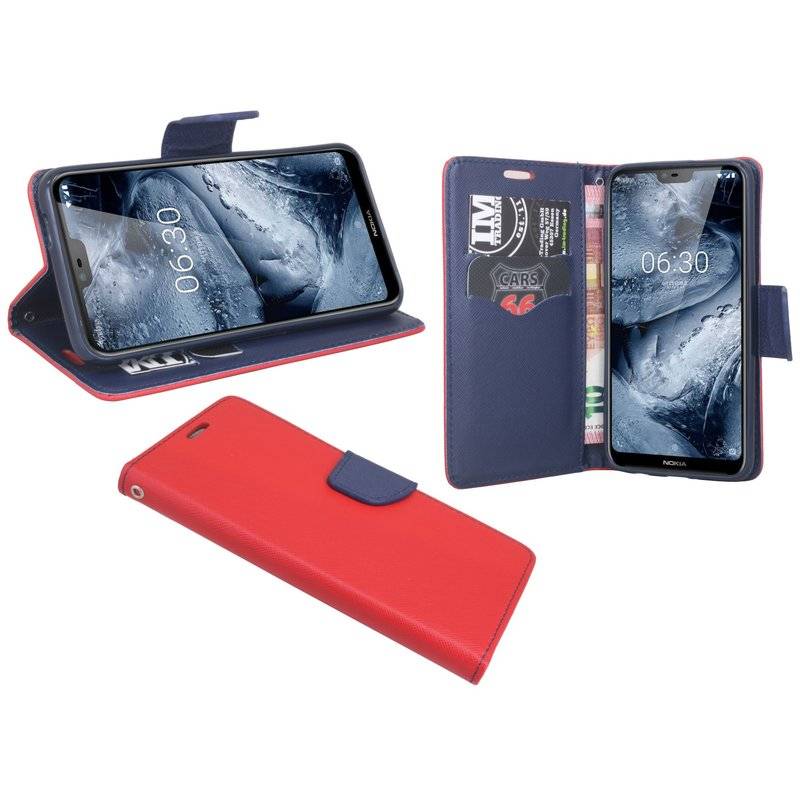 NOKIA 6.1 Plus (2018) Handyhülle Tasche Flip Case Smartphone Schutzhülle Rot