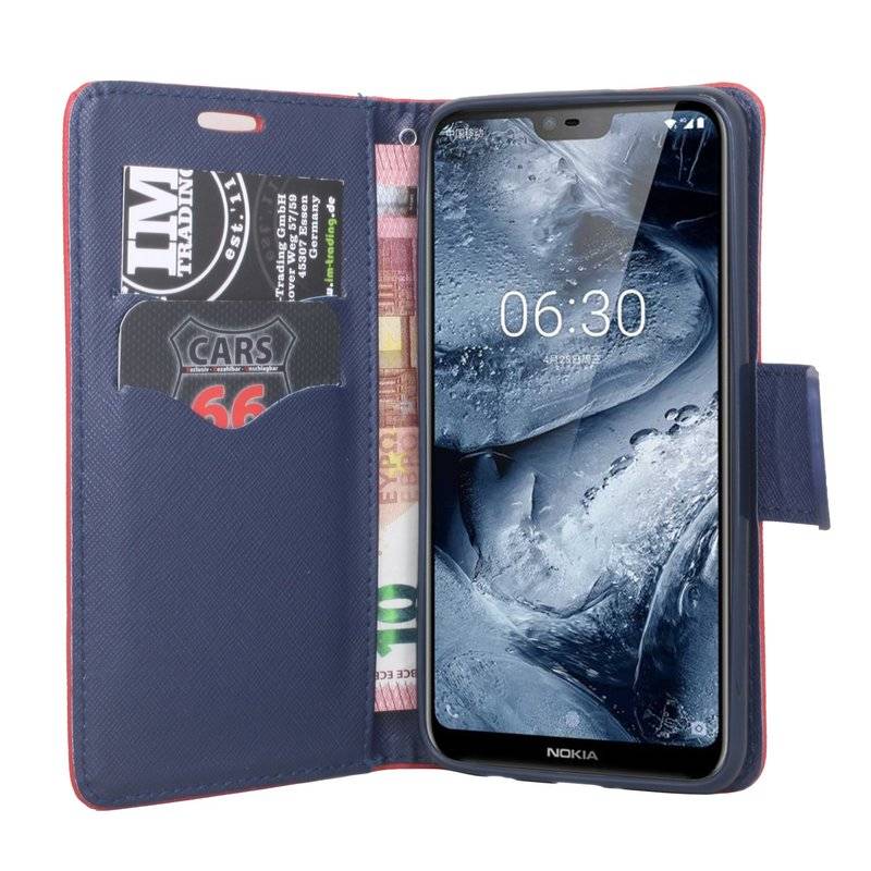 NOKIA 6.1 Plus (2018) Handyhülle Tasche Flip Case Smartphone Schutzhülle Rot