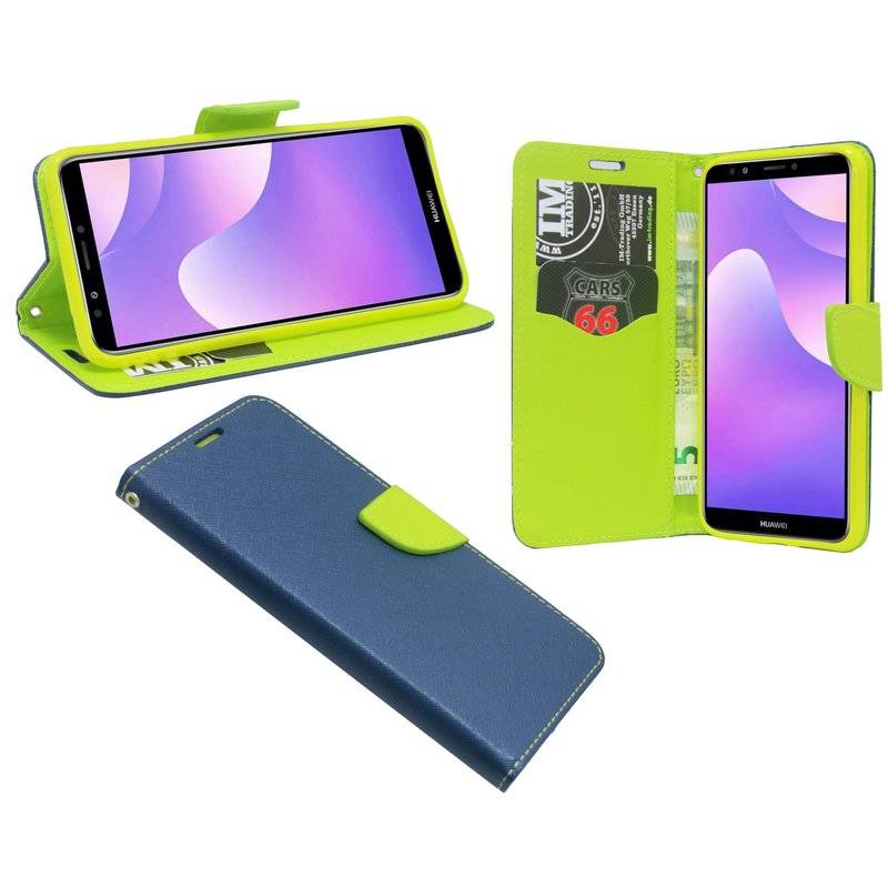Honor 7C Pro Handyhülle Tasche Flip Case Smartphone Schutzhülle Blau