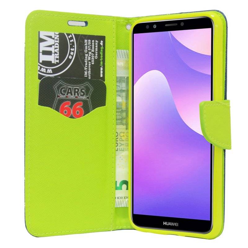 Honor 7C Pro Handyhülle Tasche Flip Case Smartphone Schutzhülle Blau