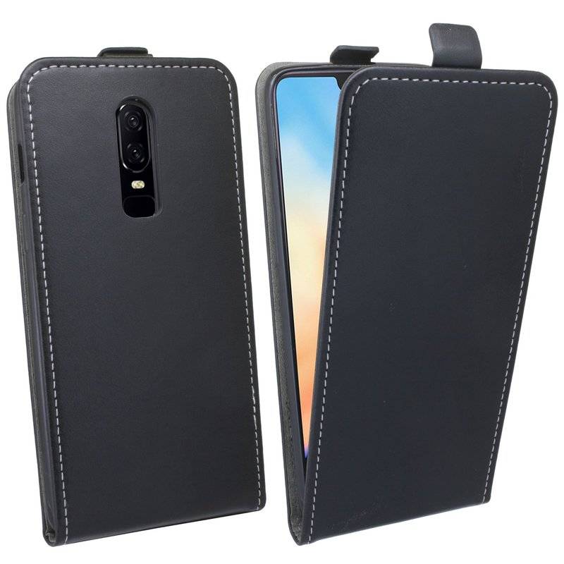OnePlus 6 Handyhülle Tasche Flip Case Smartphone Schutzhülle Schwarz