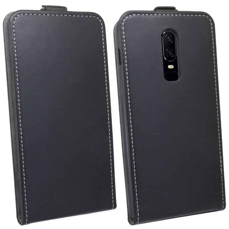 OnePlus 6 Handyhülle Tasche Flip Case Smartphone Schutzhülle Schwarz
