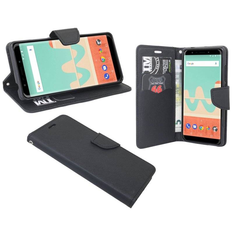 Wiko View Go Handyhülle Tasche Flip Case Smartphone Schutzhülle Schwarz