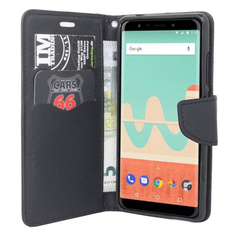 Wiko View Go Handyhülle Tasche Flip Case Smartphone Schutzhülle Schwarz