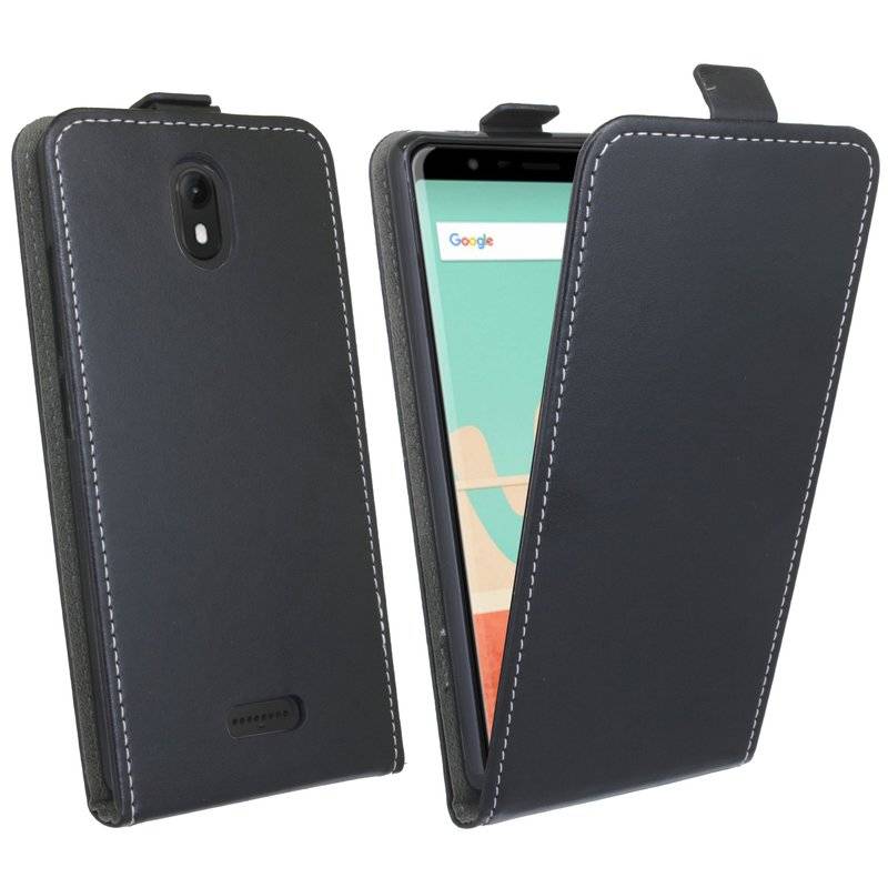 Wiko View Go Handyhülle Tasche Flip Case Smartphone Schutzhülle Schwarz