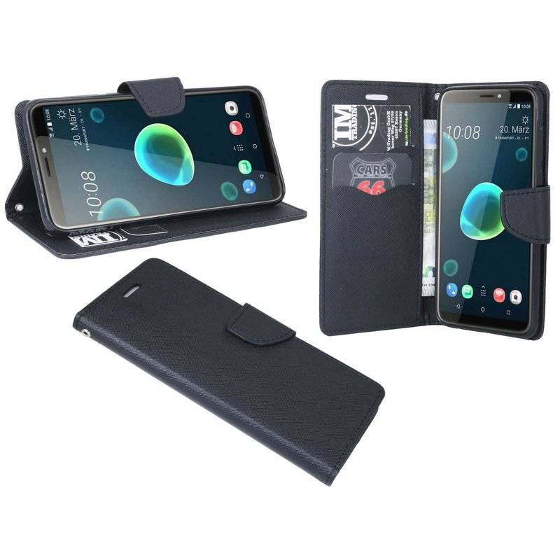 HTC Desire 12 Handyhülle Tasche Flip Case Smartphone Schutzhülle Schwarz