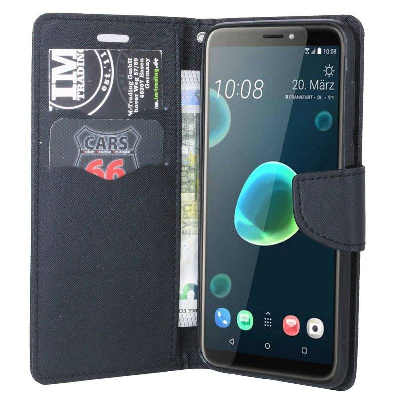 HTC Desire 12 Handyhülle Tasche Flip Case Smartphone Schutzhülle Schwarz