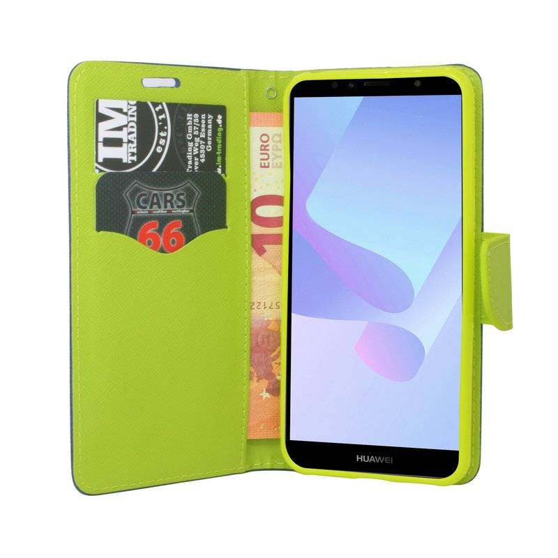 Huawei Y6 2018 Handyhülle Tasche Flip Case Smartphone Schutzhülle Blau