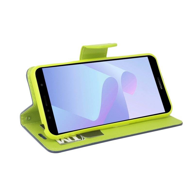 Huawei Y6 2018 Handyhülle Tasche Flip Case Smartphone Schutzhülle Blau