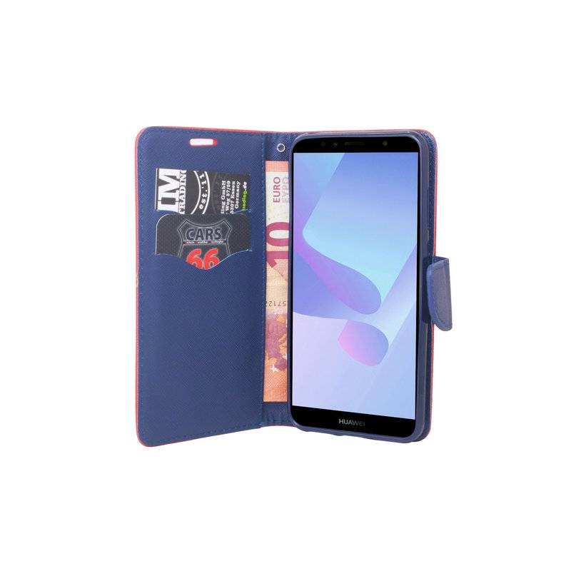 Huawei Y6 2018 Handyhülle Tasche Flip Case Smartphone Schutzhülle Rot