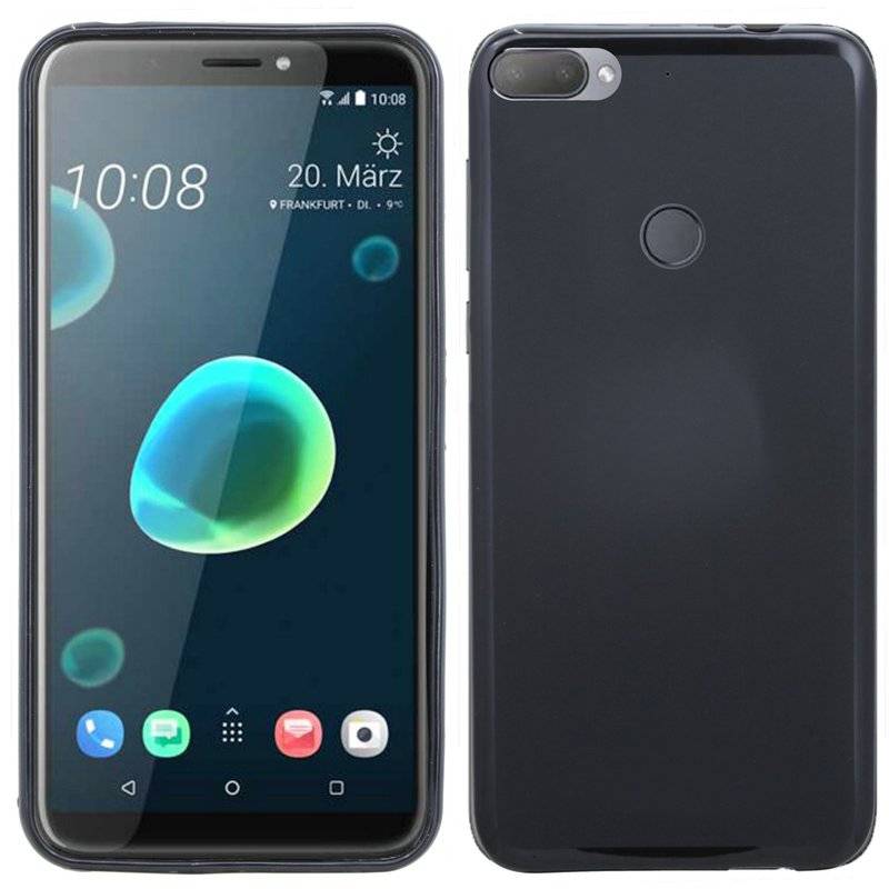 HTC Desire 12+ (Plus) Handy Silikon Schutzhülle Cover Case Schwarz
