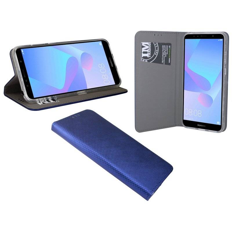 Huawei Y6 2018 Handyhülle Tasche Flip Case Smartphone Schutzhülle Blau