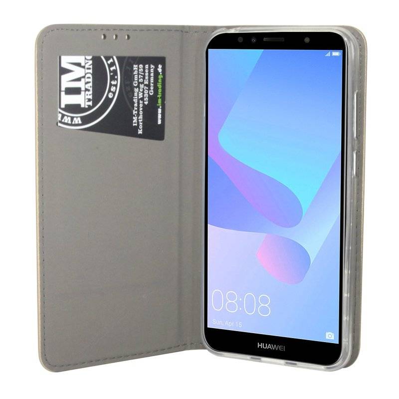 Huawei Y6 2018 Handyhülle Tasche Flip Case Smartphone Schutzhülle gold