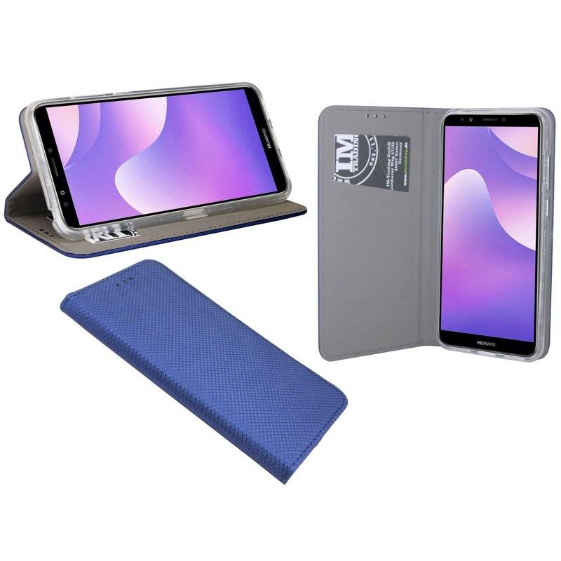 Huawei Y7 Prime 2018 Tasche Flip Case Handy Schutzhülle Blau