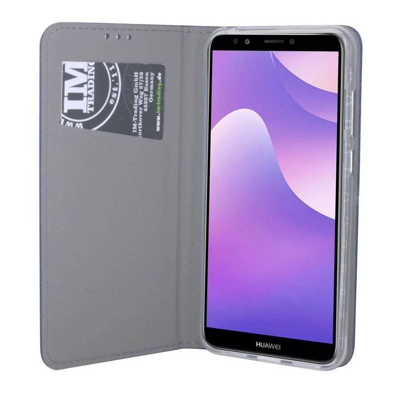 Huawei Y7 Prime 2018 Tasche Flip Case Handy Schutzhülle Blau