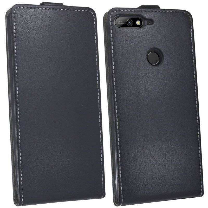 Huawei Y7 2018 Handyhülle Tasche Flip Case Smartphone Schutzhülle Schwarz