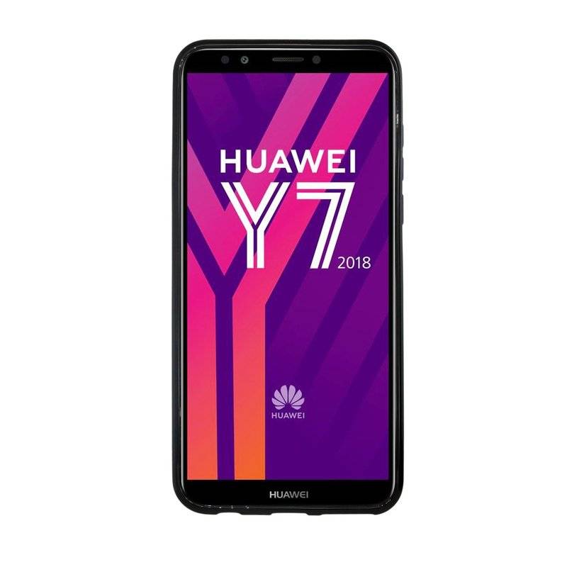 Huawei Y7 2018 Handy Silikon Schutzhülle Cover Case Schwarz