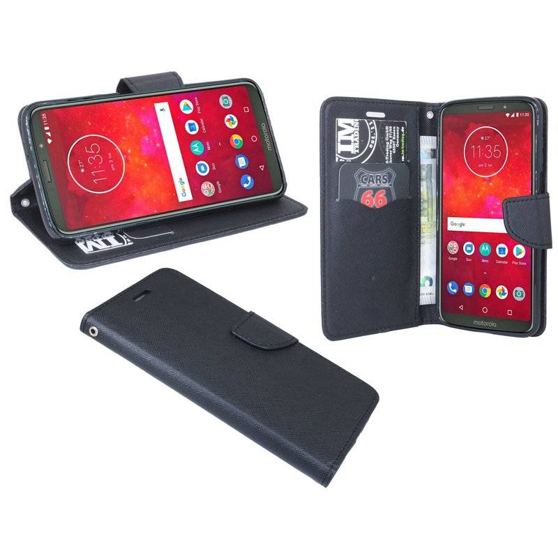 Motorola Moto G6 Play Handyhülle Tasche Flip Case Smartphone Schutzhülle Schwarz