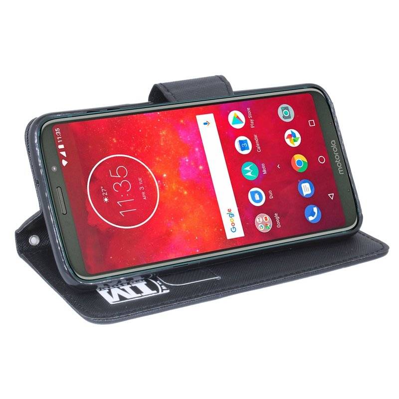 Motorola Moto G6 Play Handyhülle Tasche Flip Case Smartphone Schutzhülle Schwarz