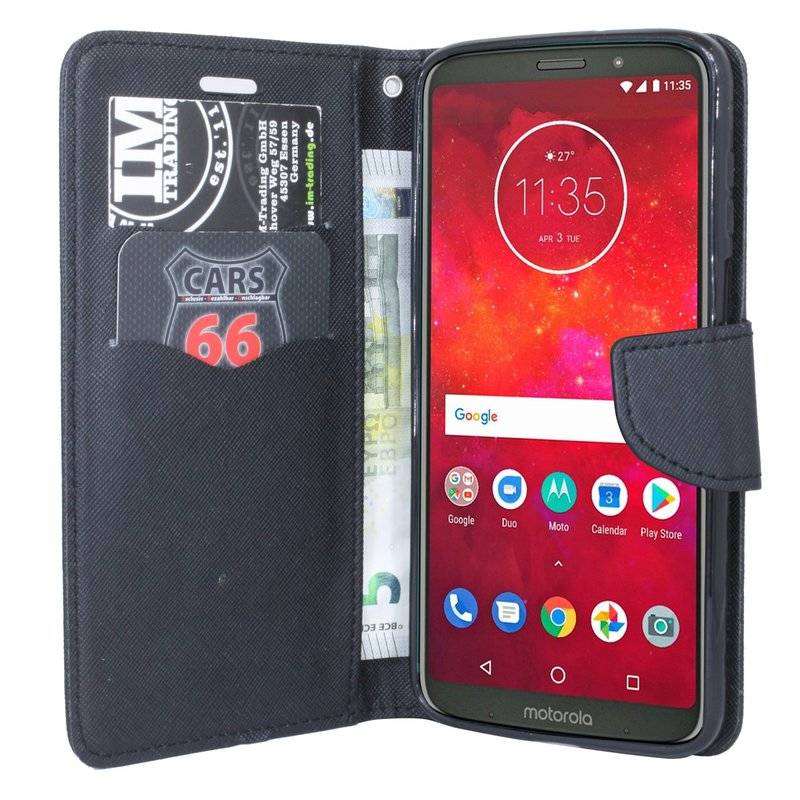 Motorola Moto G6 Play Handyhülle Tasche Flip Case Smartphone Schutzhülle Schwarz