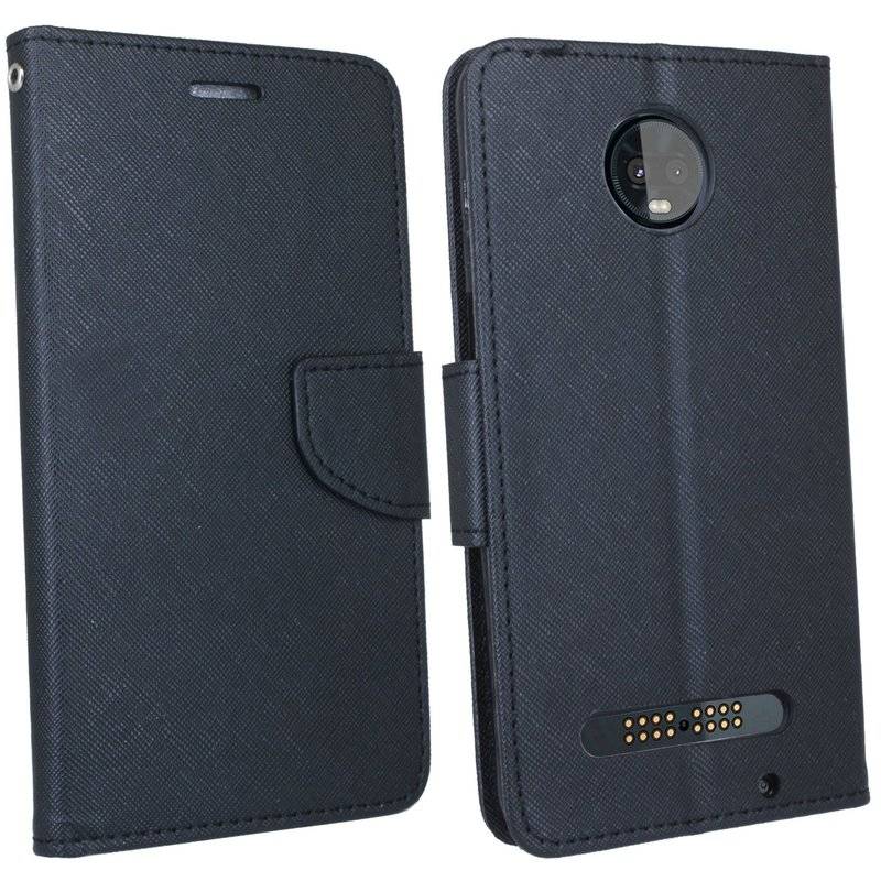 Motorola Moto G6 Play Handyhülle Tasche Flip Case Smartphone Schutzhülle Schwarz