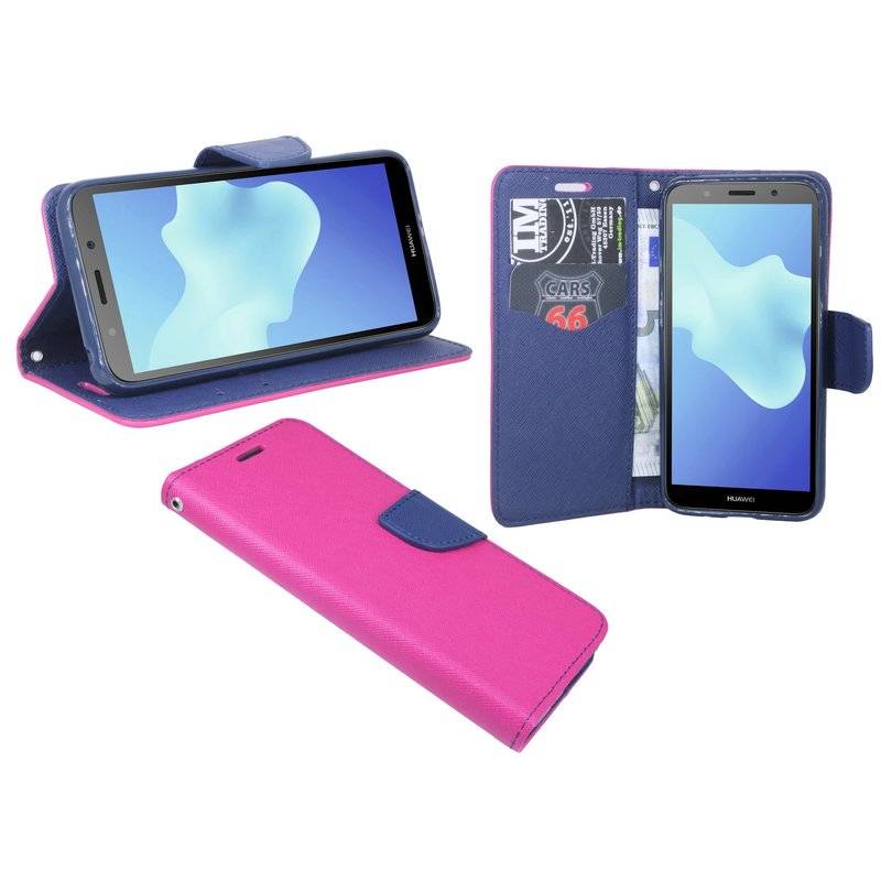 Huawei Y6 2018 Handyhülle Tasche Flip Case Smartphone Schutzhülle Schwarz