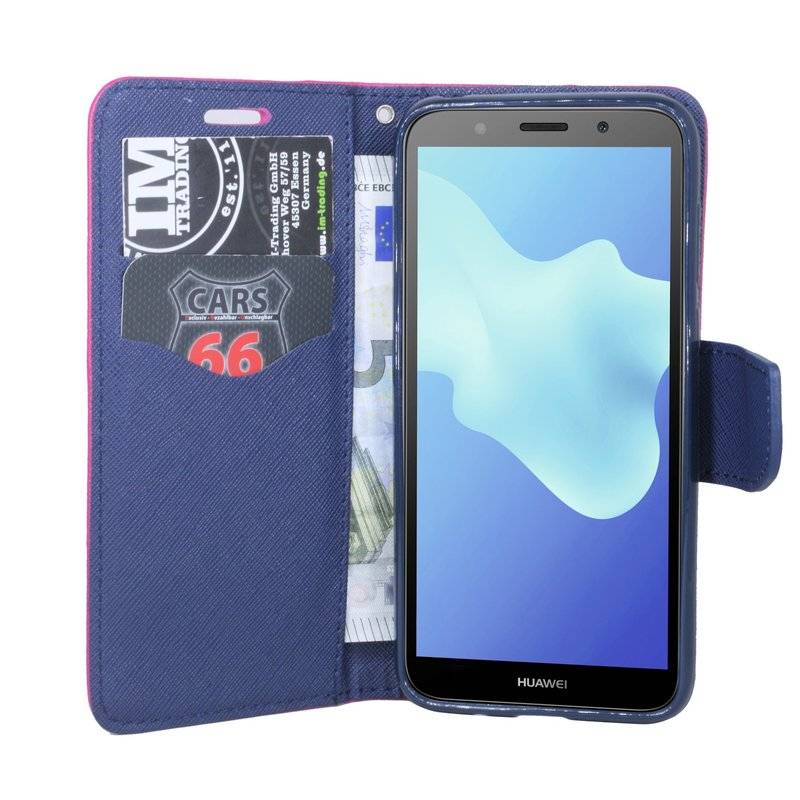 Huawei Y6 2018 Handyhülle Tasche Flip Case Smartphone Schutzhülle Schwarz